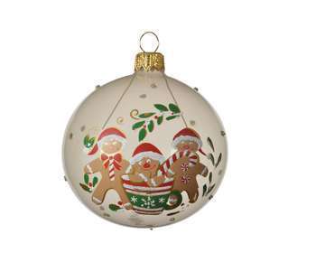 Boule de Noël en verre brillante pain epice d 8 cm