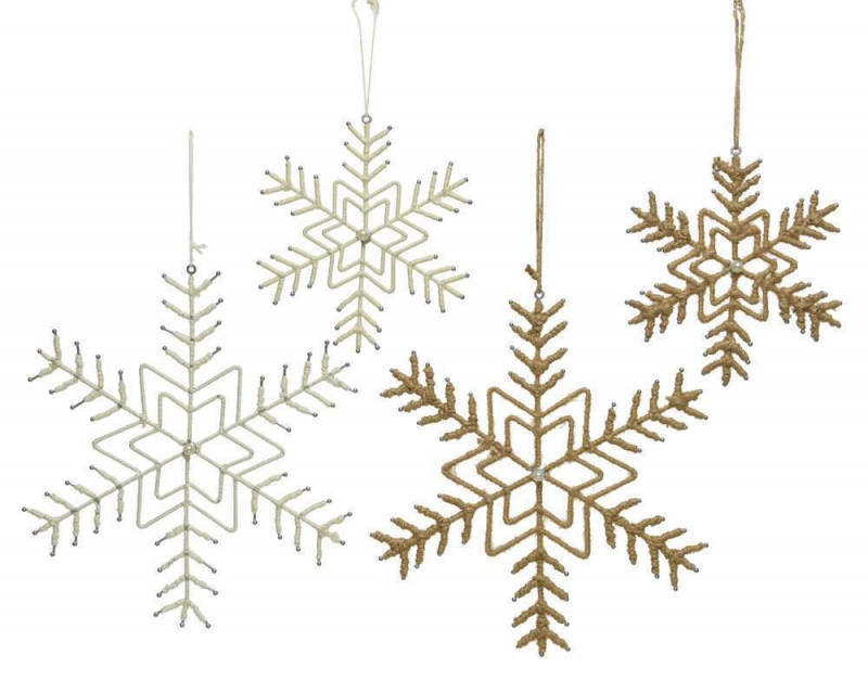 Flocon Jute A Suspendre 3 Cm Blanc Marron