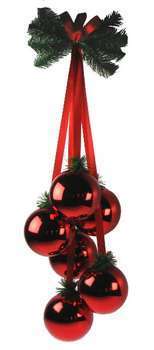 Grappe 6 Boules Rouge BrcH. 10cm