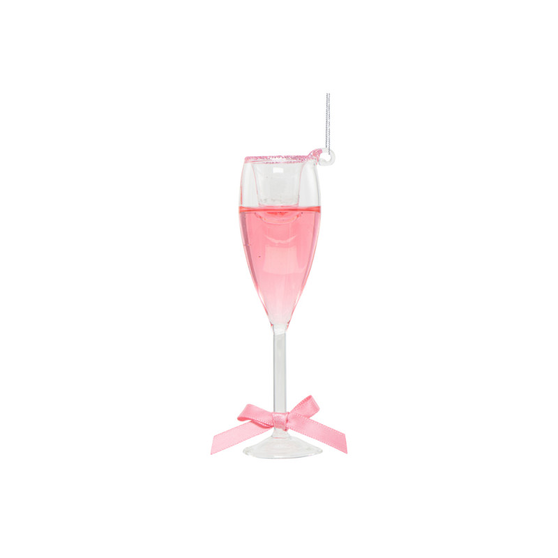 Suspension de Noël en verre : coupe de champagne -