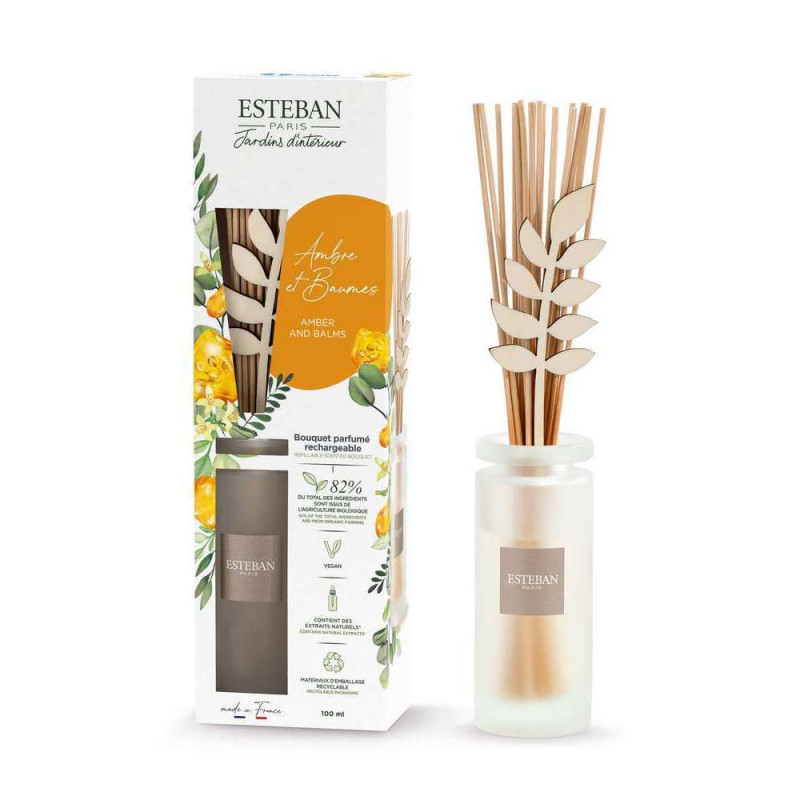 Bouquet parfumé et recharge senteur ambre et baume