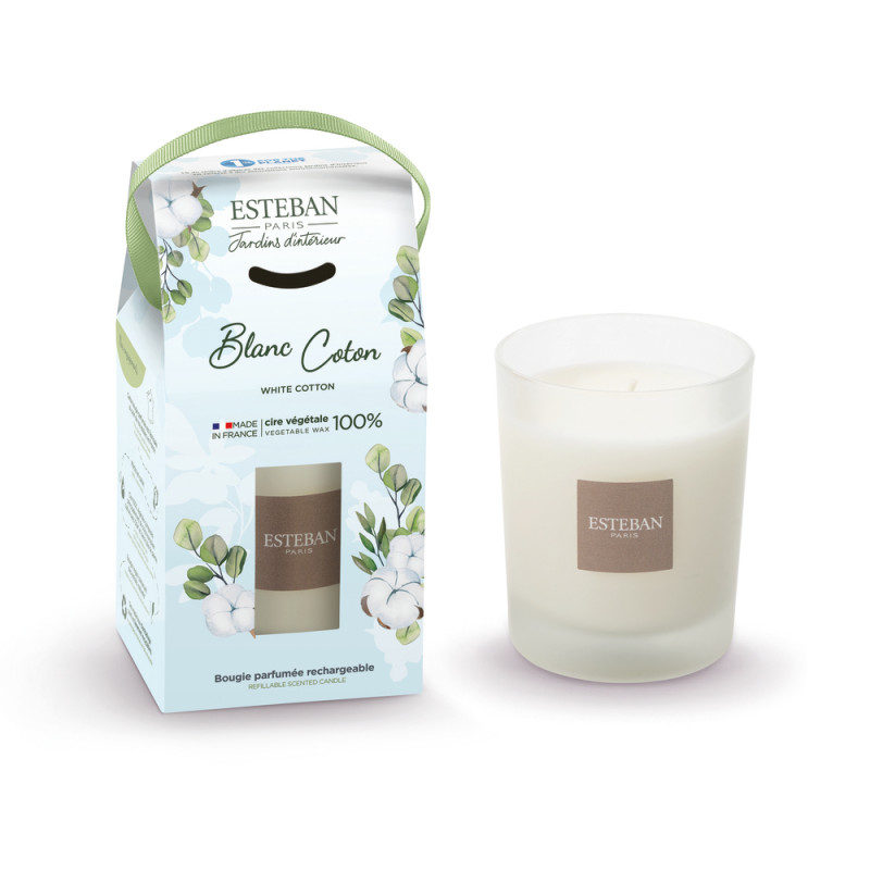 Bougie parfumée rechargeable 'Blanc Coton' - 180g