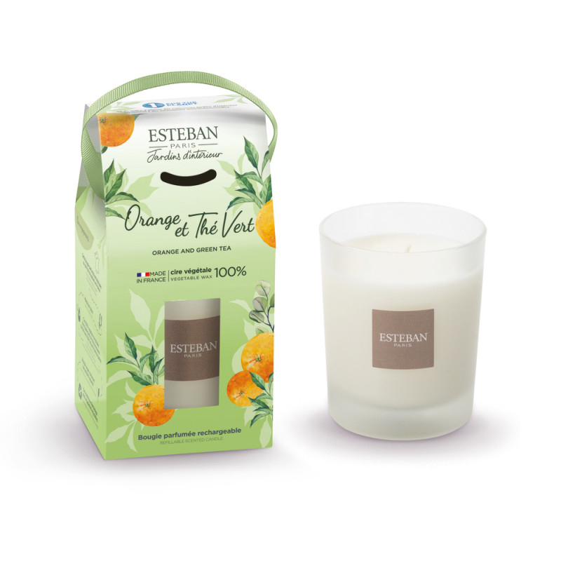 Bougie parfumée rechargeable 'Orange et Thé vert'