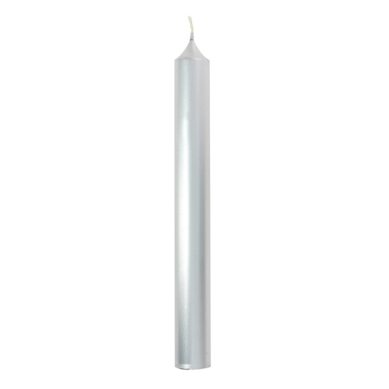 Bougie chandelle, coloris argent - H. 20xD. 2,2cm