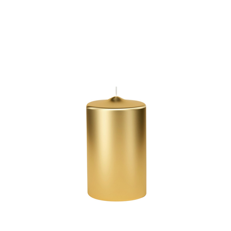 Bougie cylindrique, coloris or - H. 10xD. 6cm