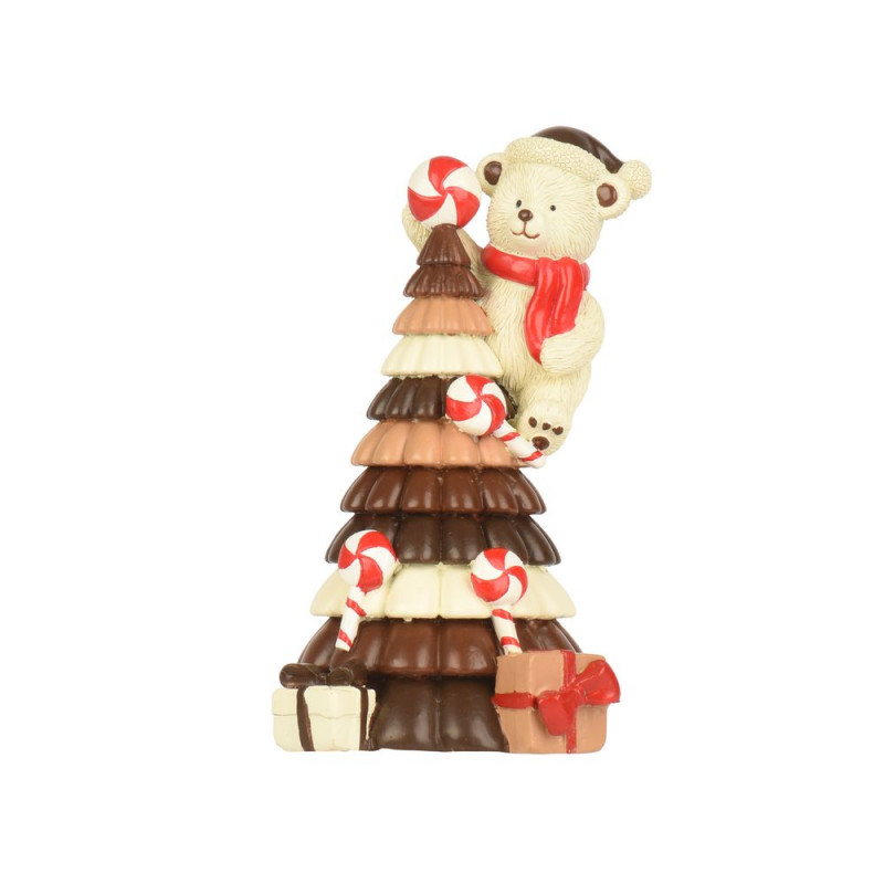 Décoration de Noël 'Ours et sapin' - H. 17,5cm