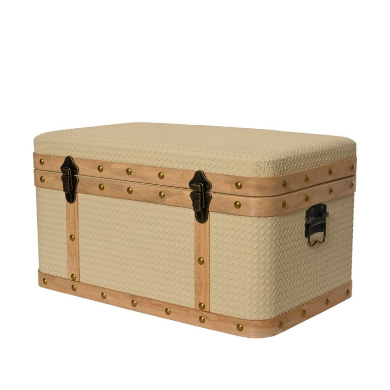 Coffre en bois, coloris crème - L. 59xl. 36xH. 33c