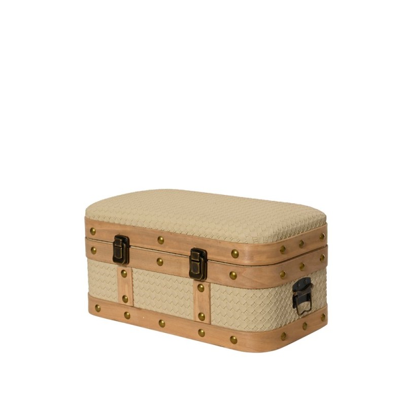 Coffre en bois, coloris crème - L. 39xl. 22xH. 19c