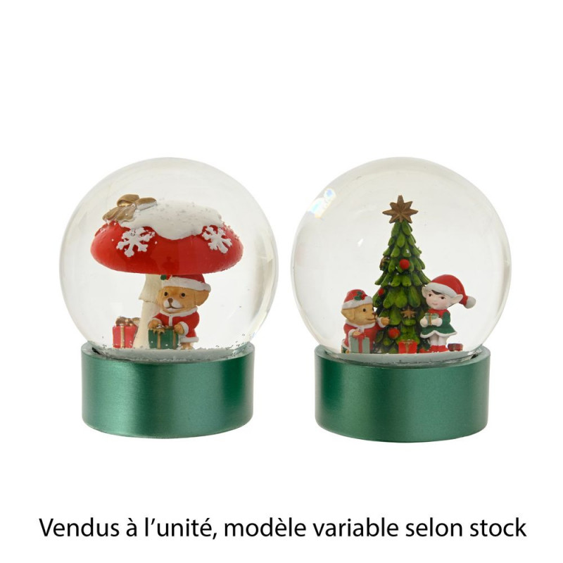 Boule à neige en verre, modèle variable - H. 13,3c
