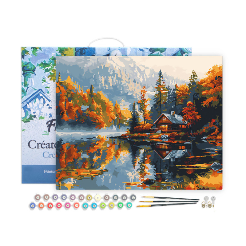 Kit de peinture par numéro 'Cabane au bord du lac'