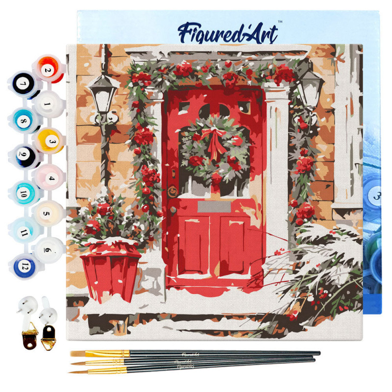 Mini kit de peinture par numéro de Noël, 'Porte ro