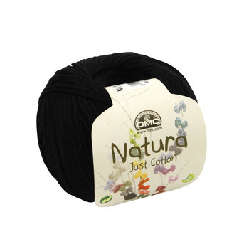 Pelote Natura en fil de coton noire pour aiguilles