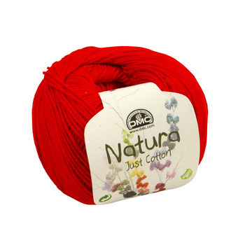 Pelote Natura en fil de coton rouge pour aiguilles
