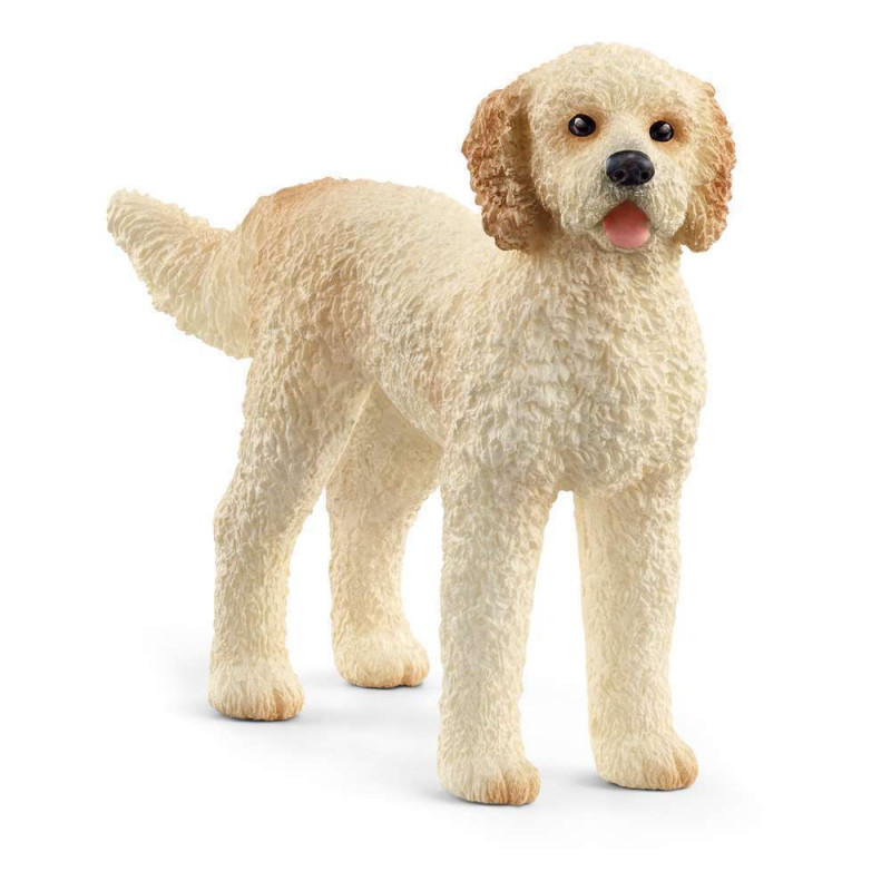 Figurine de chien Goldendoodle pour enfant en plas