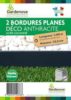 Bordures (x2) planes Déco anthracite, H. 12,5cm x