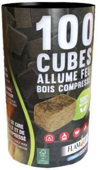 Allume-feux 100 cubes en bois compressé