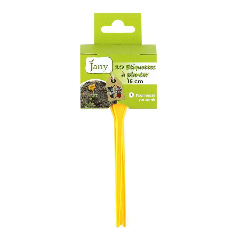 Étiquettes à planter: plast, jaune, 15cm, x10