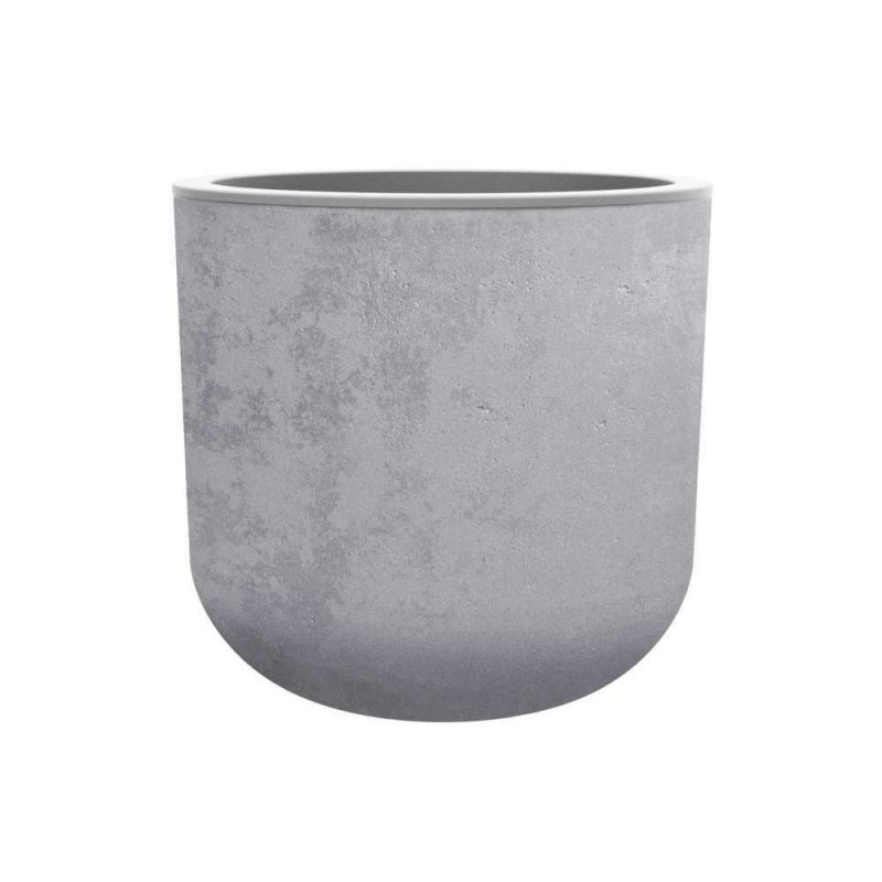 Pot BasaltUp rond en polypropylène gris béton - D