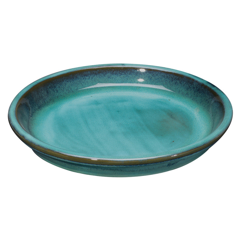 Soucoupe en terre cuite émaillée, coloris menthol