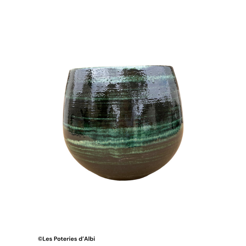 Pot Cancale en terre cuite émaillée, coloris jade