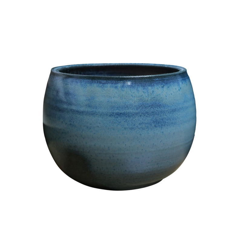 Pot Lisère en terre cuite émaillée, coloris blue w