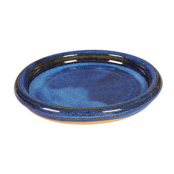 Soucoupe bord en grès émaillé, aqua bleu Ø 31 cm
