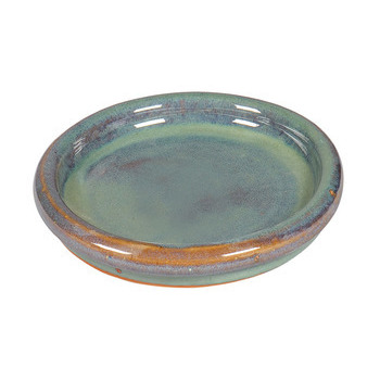 Soucoupe ronde en grès émaillé, coloris jade D20cm