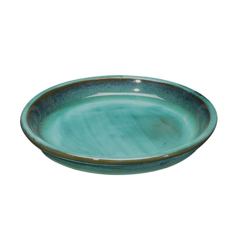 Soucoupe Menthol en terre cuite émaillée D. 22cm