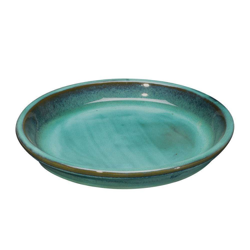 Soucoupe Menthol en terre cuite émaillée D. 27cm