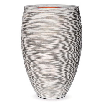Vase élégant strié : ivoire, d.40xh.60cm