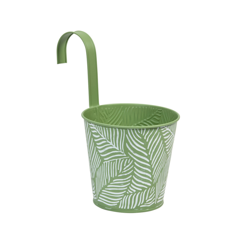 Pot suspendu, motif feuilles, coloris vert - L. 16