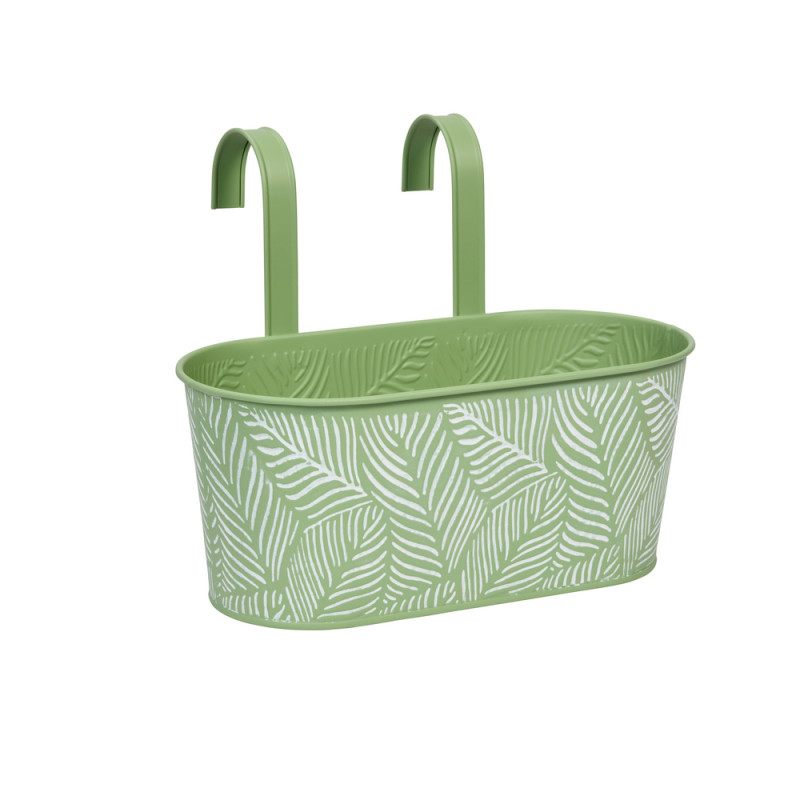 Jardinière suspendue verte, motif feuilles - L. 24