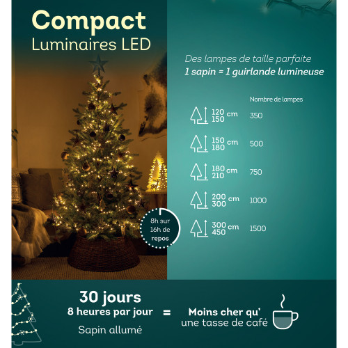 Guirlande lumineuse 'Compact' 1000 led, blanc chau