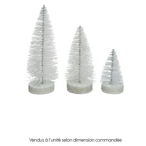Figurine de Noël : 3 sapins miniatures blancs - H.
