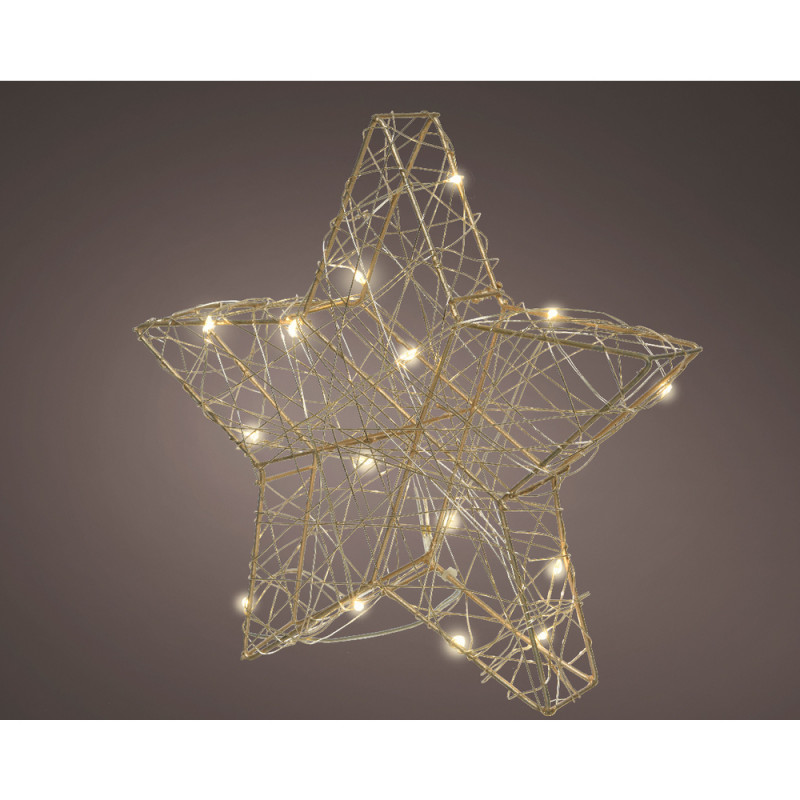 Etoile 30 micro led en métal or blanc chaud d30cm