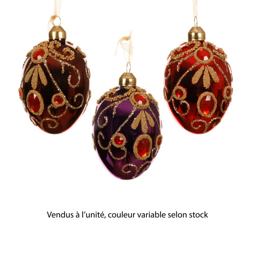 Suspension uf décoré avec perles en verre- colori