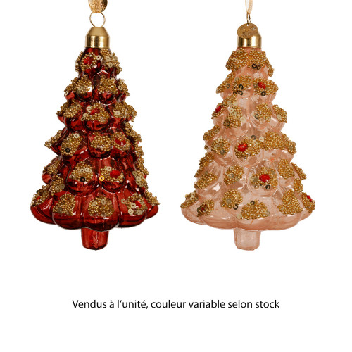 Suspension sapin avec perles en verre - coloris va