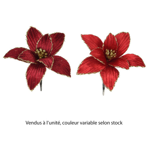 Poinsettia à clipser en velours - coloris rouge -