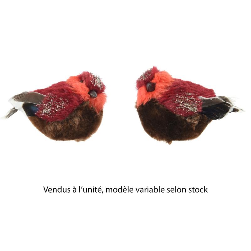 Suspension de Noël : oiseau à clipser, coloris rou