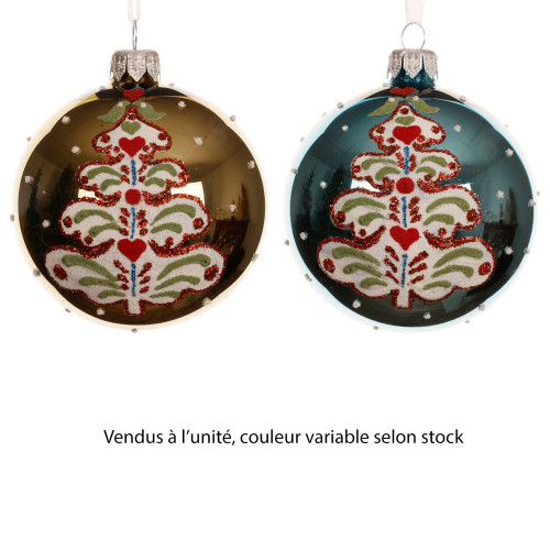 Boule de Noël en verre, finition brillante, colori