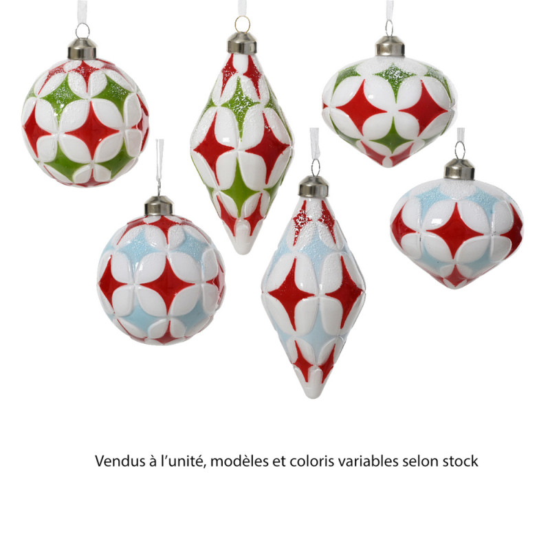 Suspension de Noël en verre : motifs peints, color