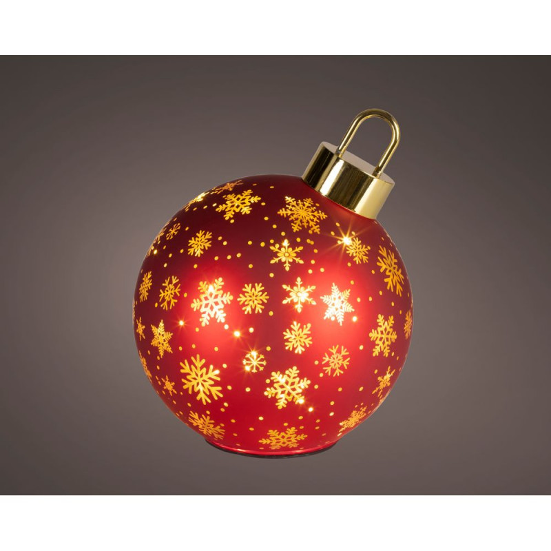 Boule de Noël rouge rotative, micro LED blanc chau