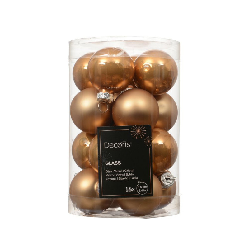 Assortiment 16 boules de Noël en verre, coloris ca