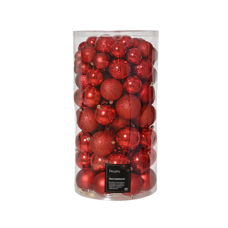 Assortiment 100 boules de Noël en verre, coloris r