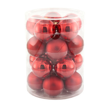 Assortiment 20 boules de Noël en verre, coloris ro