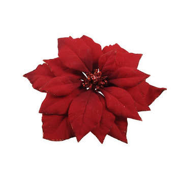 Poinsettia à clipser bords pailletés : d24 cm