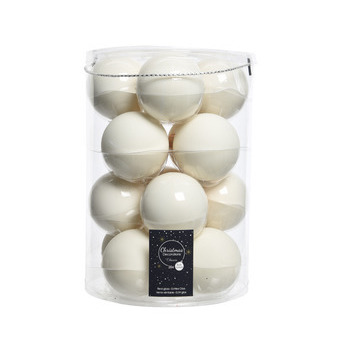 Assortiment 16 boules de Noël en verre, coloris bl