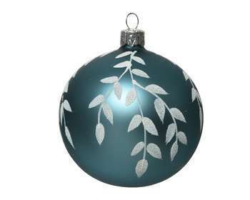 Boule en verre mat branche bleu Ø