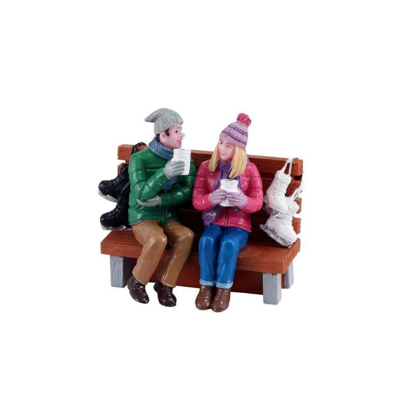 Buveurs de chocolat chaud, scène miniature de vill