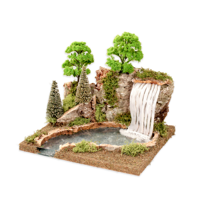 Décor village provençal : cascade avec lac